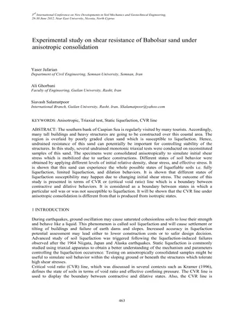 Más sobre Estudio Experimental sobre la Resistencia al Corte de la Arena Babolsar bajo Consolidación Anisotrópica.