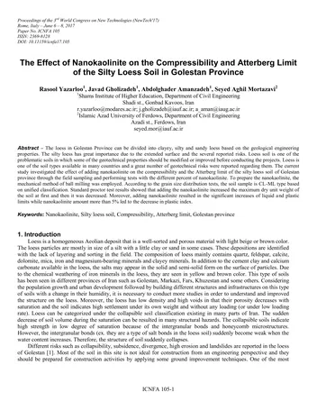 Más sobre El Efecto de la Nanokaolinita en la Compresibilidad y Límites de Atterberg